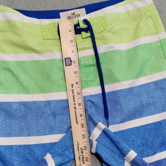 Hollister Mens Medium 7" Board Shorts Swim Trunks Striped Colorful Unlined EUC - Picture 11 of 16